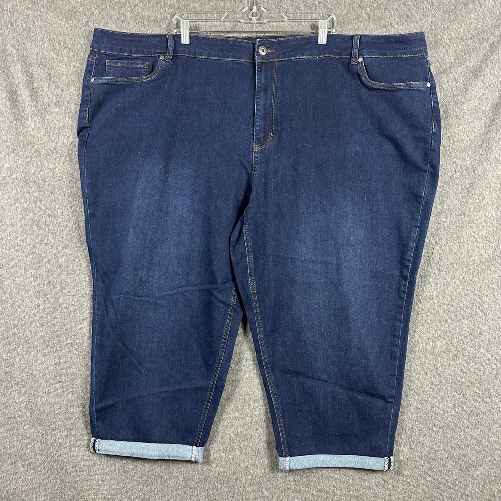 Bloomchic Denim Women's Size 30 US Plus Size Cropped Jeans Dark Wash Cuffed
